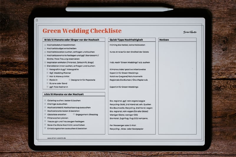 Green Wedding Checkliste Simon Valentin